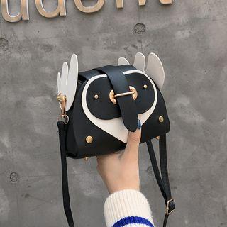 Wing Accent Faux Leather Crossbody Bag