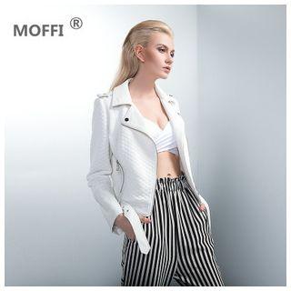 Patchwork Lapel Cropped Jacket With Belt White - S