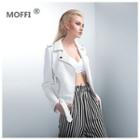 Patchwork Lapel Cropped Jacket With Belt White - S