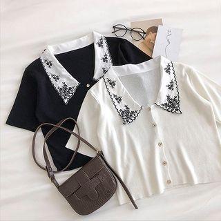 Single-breasted Single-breasted Short-sleeve Knit Top