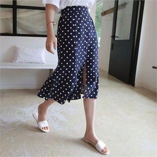 Polka-dot Linen Blend Mermaid Skirt