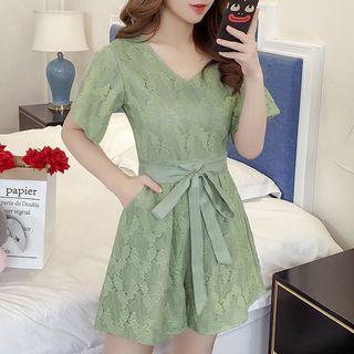 Lace Short Sleeve Playsuit