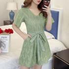 Lace Short Sleeve Playsuit
