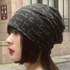 Lettering Knit Slouchy Beanie