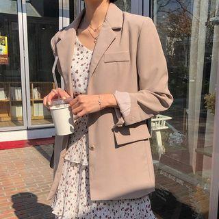 Snap-button Tailored Blazer With Sash
