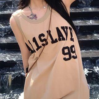 Oversized Sleeveless Printed T-shirt