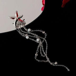 Star Faux Pearl Drop Earring 1 Pc - Silver - One Size