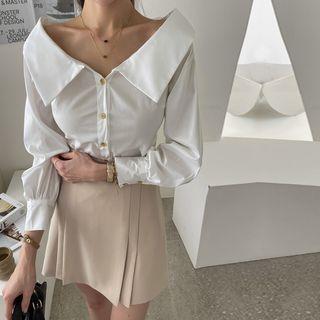 Wide-collar Off-shoulder Blouse