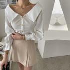 Wide-collar Off-shoulder Blouse