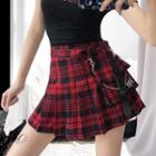 High-waist Plaid Mini Skirt With Pouch
