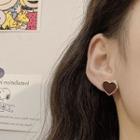 Heart Stud Earring E1814 - 1 Pair - Gold & Red - One Size