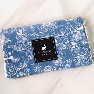 Handmade Floral Print Cotton Face Mask Cover(adult) Light Blue Background + White Floral Motif - One Size