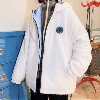 Padded Graphic Print Hooded Zip Jacket