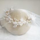 Wedding Beaded Flower Hair Piece White - One Size