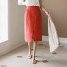Band-waist Linen H-line Skirt