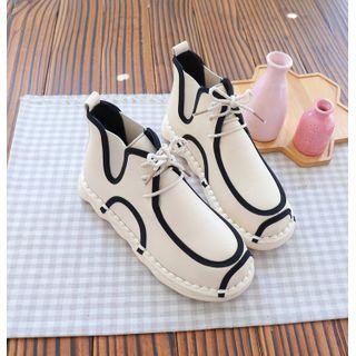 Contrast Trim Lace Up Ankle Boots