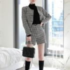 Set: Houndstooth Button-up Jacket + Shorts