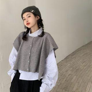 Irregular Hem Striped Shirt / Knit Vest