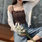 Shirred Floral Print Camisole Top / Cardigan