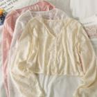 Eyelet Button-up Sheer Light Top