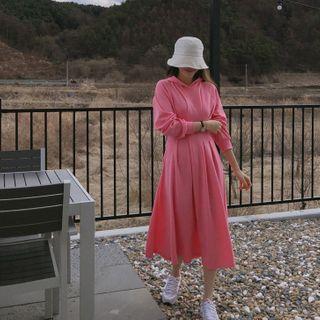 Dart-trim Flared Long Hoodie Dress