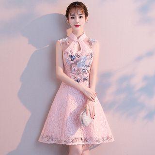 Lace Floral A-line Short Wedding Dress