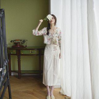 Wrap Plain Midi Skirt