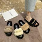 Embellished Furry Slide Sandals