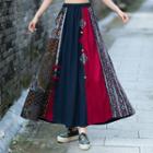 Patterned Maxi A-line Skirt As Shown In Figure - One Size