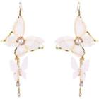 Butterfly Faux Pearl Alloy Dangle Earring 1 Pair - White - One Size