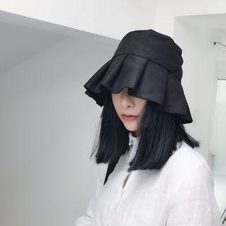 Faux Suede Pleated Bucket Hat