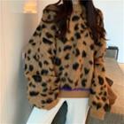 Leopard Print Sweater / Long-sleeve T-shirt / Straight-cut Pants