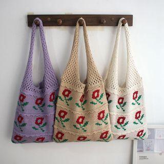 Flower Woven Shoulder Bag