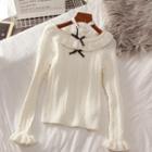 Bow Detail Cable-knit Sweater White - One Size