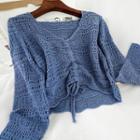 Perforated Knit Top Blue - One Size