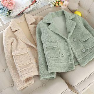 Double Breasted Furry Long-sleeve Jacket