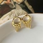925 Sterling Silver Rhinestone Fringed Earring 1 Pair - E1967 - Stud Earring - Gold - One Size