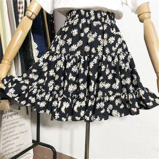 Floral Print Tiered Mini A-line Skirt