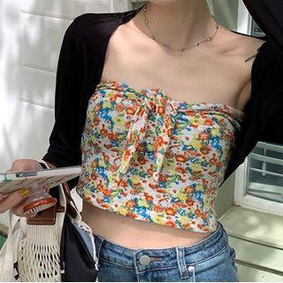 Floral Print Tube Top / Crop Cardigan