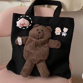 Bear Plush Canvas Tote Bag