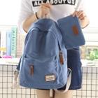 Plain Canvas Backpack With Zip Pouch