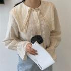 Eyelet Bell-sleeve Blouse Almond - One Size
