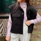 Collared Quilted Cropped Vest