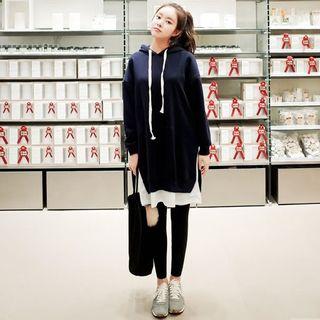 Mock Two-piece Hoodie Dress