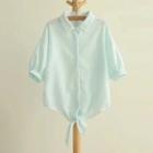 Tie-hem 3/4-sleeve Blouse