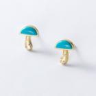 S925 Sterling Silver Rhinestone Mushroom Stud Earring As Shown In Figure - One Size