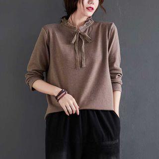 Ruffled Ribbon Long-sleeve Top