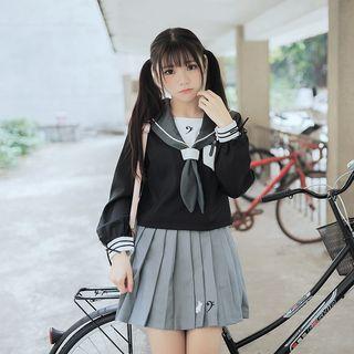 Sailor Collar Blouse / Pleated Mini Skirt / Set