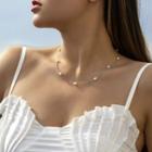 Faux Pearl Chain Necklace 1243 - Silver - One Size