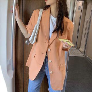 Short-sleeve Plain Blazer As Shown In Figure - One Size